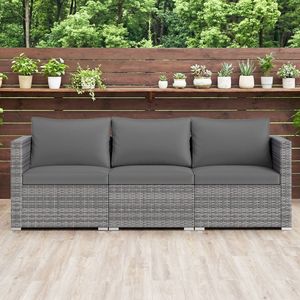 Set di divani componibili da patio in rattan PE, 3 pezzi, con morbidi cuscini - Product Image 2