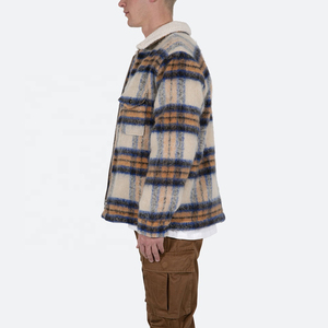 Wholesale Winter <b>Men's</b> Streetwear <b>Flannel</b> Shirt <b>Jacket</b> Hooded Long Sleeve Plaid Polyester Lined Windproof Eco-Friendly - Product Image 3