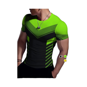 Creative <b>Geometric</b> Pattern Printed Men's Summer T-<b>shirt</b> 100% Cotton Short Sleeves Comfortable Breathable for Outdoor Sports - Product Image 1