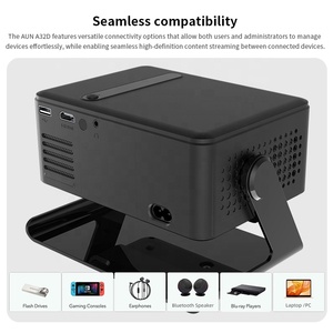 Projecteur Smart TV Linux Netflix Football 4K 1080P Full HD 3D, projecteur de données haute luminosité, portable, mini haut-parleur, ROHS AUN A32D - Product Image 2