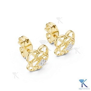 ต่างหูเพชร CVD แบบฝังทรงโคลเวอร์ลายฉลุ ทองคำแท้ 14K หรูหรา รับรองโดย IGI เครื่องประดับมินิมอลสำหรับผู้หญิง - Product Image 4
