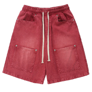Hot Sale Men's Mid Waist Stonewashed Denim Shorts Straight Leg Casual Summer Woven Cotton Jeans with Pockets - Product Image 3