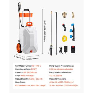 Pulverizador Eléctrico de Malezas de 10 Galones con Carro con Ruedas a Batería y Presión Ajustable de 0-80 PSI para Jardín y Césped - Product Image 4