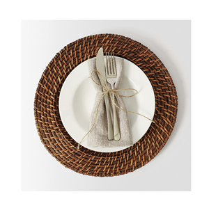 Sous-plat en rotin pour occasions spéciales, motif végétal bohème, vert - Product Image 6