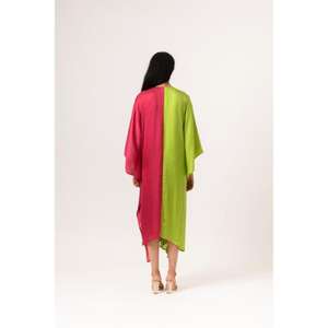 Vestido Kaftán Maxi Verde-Vino Amorzinho para Mujer con Mangas 3/4, Kaftán ODM Ecológico Lavable, Vestido Kaftán 100% Algodón - Product Image 5