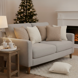 SOGA Ensemble de 6 housses de coussin décoratives élégantes en tricot tissé beige taupe et blanc pur Serenity - Product Image 1