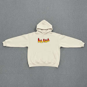 Sudadera con capucha para hombre, color beige claro, más vendida, 100% algodón, manga larga, cintura elástica, corte holgado, para uso en invierno - Product Image 1