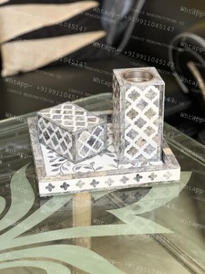 Support d'encens décoratif en résine incrustée, diffuseur d'aromathérapie, ensemble de tabourets, style marocain, fait main pour la décoration de spa, Mubkhar Bakhoor - Product Image 4