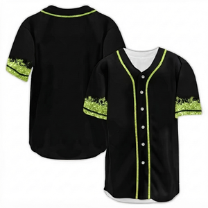 Maillot de baseball personnalisé en polyester 100 % maille respirante à séchage rapide, imprimé numérique tie-dye noir et vert lime, pour équipe, vente en gros, exportation - Product Image 1