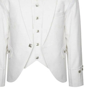 Veste en laine traditionnelle écossaise blanche à motif Argyle pour homme, 5 boutons, style gilet, best-seller - Product Image 4