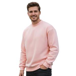 Sweat-shirt à col rond 100 % coton molletonné, épaules tombantes, streetwear décontracté d'hiver, pull doux avec intérieur brossé, OEM Private Label - Product Image 1