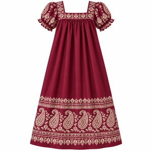 Vestido Mumu Polinesio Micronesio Personalizado con Estampado Floral, Ecológico, Cintura Natural, Mangas Cortas, Vestido para Mujer - Product Image 6
