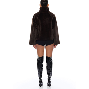Abrigo de Cuero Genuino para Mujer, Estilo Clásico, Reversible, Estilo Motero, Color Negro, Logotipo Personalizado, Precio de Fábrica, Venta al Por Mayor - Product Image 6