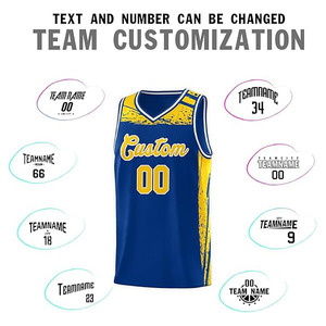Custom Basketball Jersey Set Blue Yellow Sublimated Print Breathable Mesh Tank Top <b>Shorts</b> Unisex Adult Team Uniform - Product Image 3