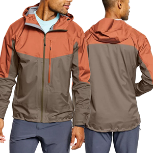 Men's Windproof Hooded <b>Jacket</b> Color Blocking Zipper Closure Casual Autumn Wear Polyester Shell Regular Fit - Product Image 3
