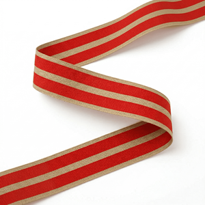 Cinta Navideña de 25 mm con Borde de Alambre, Diseño a Rayas Rojo y Marrón, Estilo Rústico de Arpillera, para Decoración, Lazos y Envoltura de Regalos, de Neelkamal Industries - Product Image 4