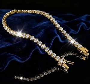 Luxury Gold Bezel <b>Set</b> Moissanite Tennis Bracelet Iced Out Hip Hop Jewellery Diamond Look Wrist Shine Bracelet - Product Image 3