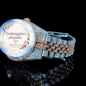 Reloj Inteligente ElvoraGems para Mujer, Caja Redonda de Acero Inoxidable, Correa con Gemas, Personalización Disponible - Product Image 3