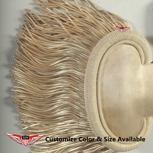 Epaulettes Beige Personalizables Ecológicos con Borlas de Hilo Metálico y Flecos de Mylar para Uniforme - Product Image 2