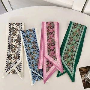 Pañuelo de seda fino para mujer, cinta de seda larga para el pelo, pequeños pañuelos para el cuello, cinta para asa de bolso con estampado Paisley, pañuelo para la cabeza, lazo para mujer 90cm*6cm - Product Image 1