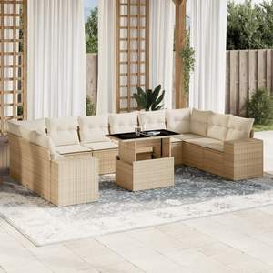 Set Divano da Giardino Hibiscus Nature International in Rattan PE per Esterni, 6 Posti con Braccioli Regolabili, Stile Contemporaneo Beige - Product Image 3