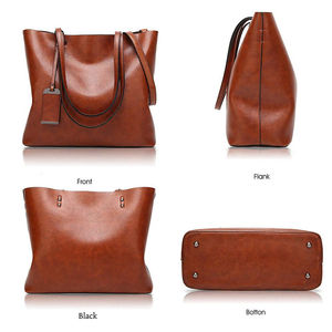 Genuine Leather Ladies Large <b>Handbag</b> Stylish Distressed Shoulder Purse Two Hanging Handles - Product Image 6