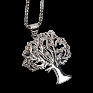 Luxury Hip Hop Iced Out Silver Plated <b>Tree</b> Of Life Pendant With <b>Crystal</b> Rhinestones 925 Silver Plated Classic Unisex Jewelry - Product Image 2