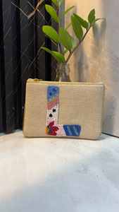 Stylish <b>Beaded</b> Pearl Clutch Purse With Decorative Textile Applique Secure Zipper Closure Compact Women <b>Handbag</b> For Everyday Use - Product Image 4