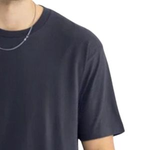 T-shirt décontracté bleu marine foncé pour homme, col rond, manches courtes, en coton doux, coupe oversize, respirant, streetwear d'été, personnalisable - Product Image 5