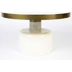 Mesa de Centro Redonda Moderna de Primera Calidad con Tapa de Vidrio Templado y Estructura Metálica de 57 cm de Diámetro, Giratoria, Mueble para Sala de Estar - Product Image 3