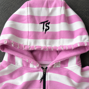 Sudadera con capucha de punto para hombre, estilo vintage, lavado ácido, oversize, con dos cremalleras, para otoño, moderna, con cremallera y rayas. - Product Image 4