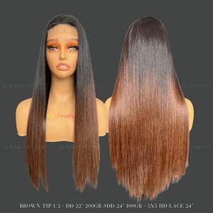 Peluca recta de hueso con punta negra y marrón personalizada, extensiones de cabello humano vietnamita 100% reales, longitud completa, lista para enviar - Product Image 4