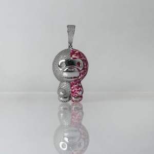 Collar de joyería al por mayor de plata S925 con incrustaciones de moissanita microincrustada, colgante de mono animal y gafas esmaltadas, estilo Hip Hop Iced Out - Product Image 1