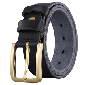Ceinture en cuir pleine fleur classique pour homme, en cuir de vachette, avec boucle ardillon en alliage, durable et légère, pour jeans, vente en gros d'usine - Product Image 2