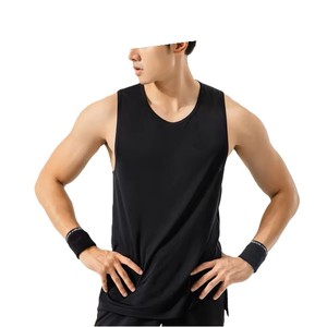 Camiseta sin mangas para hombre, cuello redondo, color sólido, licra, poliéster, alta calidad, transpirable, tejido de punto, informal, para verano - Product Image 1