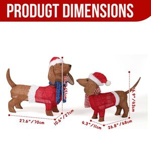 Set of 2 Lit Dachshund Dog Christmas Outdoor Decorations Pre-lit Holiday 115 Warm White <b>LED</b> Christmas <b>Ball</b> & Tree Ornaments Ind - Product Image 5