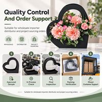 Support floral en métal en forme de cœur pour cimetière, base d'arrangement floral commémoratif pour décoration de tombes, vente en gros, OEM ODM