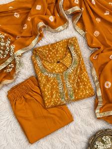 Conjunto de Salwar Kameez Étnico de Rayón para Mujer, Estampado y con Trabajo a Mano, Largo hasta la Rodilla, Estilo Indio-Pakistaní, para Fiestas y Bodas - Product Image 2