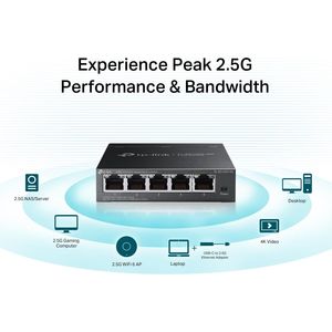 Switch di Rete Non Gestito TL-SG105S-M2 a 5 Porte Multi-Gigabit 2.5G Ethernet con Plug & Play per la Divisione Ethernet da Scrivania - Product Image 3