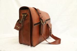Vintage Genuine Leather Laptop Bag Crossbody <b>Briefcase</b> Zipper Messenger Satchel Waterproof Business Travel Shoulder Case - Product Image 3