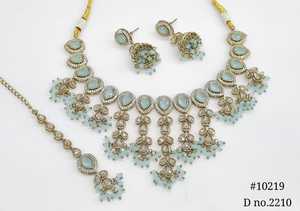 Bijoux Mehendi sert 10219, collier Polki Kundan, bijoux aspect émeraude, bijoux de mariée pakistanais pour mariage, fête, femmes. - Product Image 3
