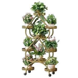 Support à plantes compact en bois à niveaux, pour intérieur et extérieur, étagère à pots de fleurs en bois naturel, présentoir pour plantes de jardin et de maison - Product Image 1