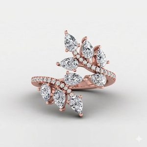 Leaf Wrap Diamond <b>Ring</b> Nature Inspired Open <b>Ring</b> Pear Cluster Band <b>Adjustable</b> Bridal <b>Ring</b> in Lab Grown Diamond 14K Solid Gold - Product Image 6