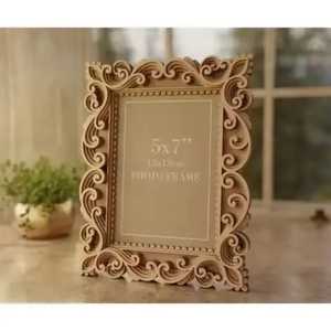 Intricate Laser Cut Wooden Photo <b>Frame</b> <b>5x7</b> Ornate Filigree Carved Wood Tabletop Picture <b>Frame</b> Floral Scrollwork Art Display - Product Image 1