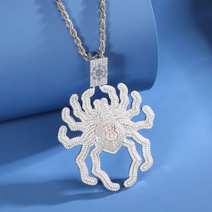 Colgante de Araña Tarántula con Incrustaciones de Diamantes Moissanite VVS, Chapado en Oro Blanco sobre Plata de Ley 925, Estilo Hip Hop para Raperos - Product Image 1