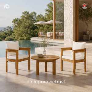 Fauteuil d'extérieur en teck massif de qualité supérieure, fabriqué à la main, mobilier sur mesure pour l'hôtellerie, les hôtels, les resorts, les villas, les restaurants, OEM ODM - Product Image 2