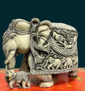 Escultura de Elefante de Resina con Tronco Grande, Hecha a Mano, para Mesa, Técnica de Fundición, Figura de Animal, Decoración del Hogar, Rajasthan - Product Image 5