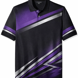 Mens <b>Black</b> Purple <b>Polo</b> <b>Shirt</b> Custom Sublimation Sportswear Graphic Stripe Golf Team Uniform Performance <b>Shirt</b> - Product Image 6
