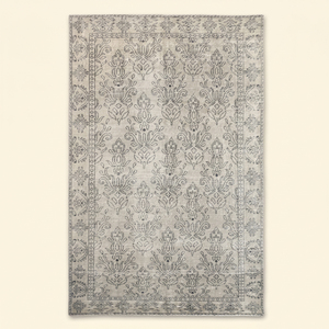 Tapis en laine épaisse gris argenté ivoire, géométrique, fait main, écologique, antidérapant, à poils moyens, moderne, pour salon et chambre à coucher - Product Image 1