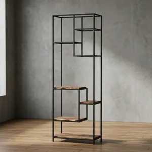 Estantería Metálica Industrial Moderna con Estantes de Madera, Librería Independiente de 7 Niveles para Sala de Estar, Oficina en Casa, Almacenamiento - Product Image 6